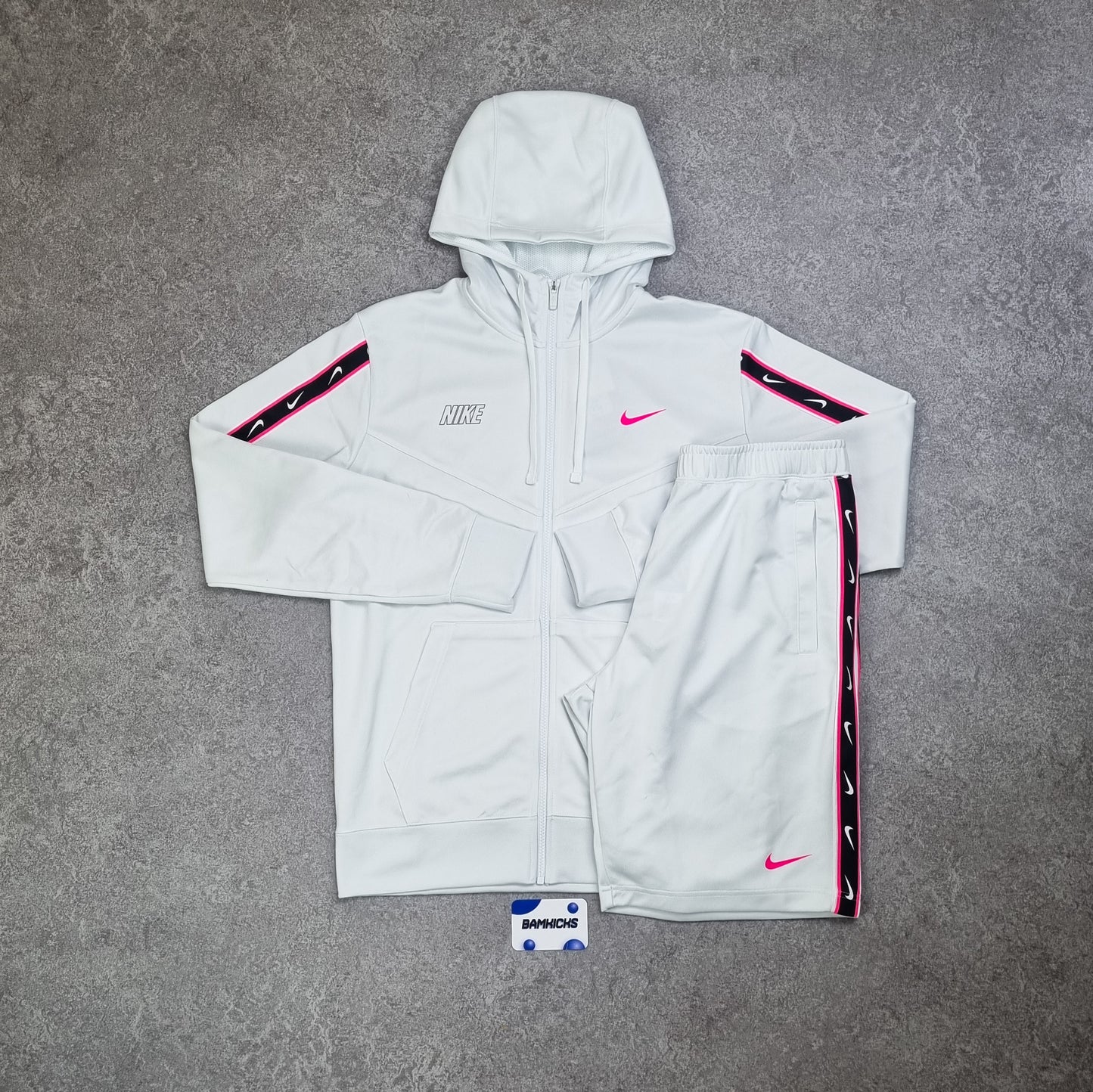 Nike Sportswear Repeat Short Tracksuit - White/Pink
