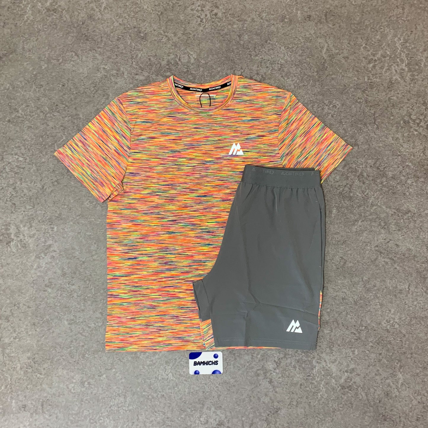 Montirex Trail T-Shirt & Short Set - Blue/Pink/Orange