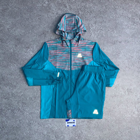 Montirex Trail Windbreaker & Short Set - Teal/Pink