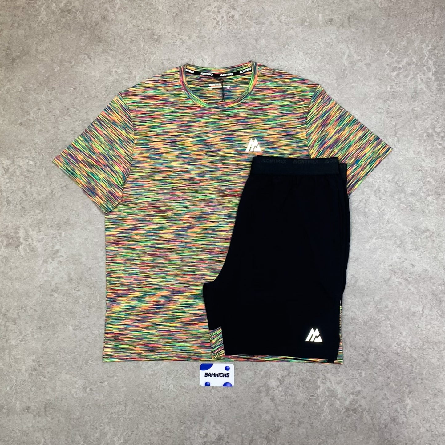 Montirex Trail T-Shirt & Short Set - Blue/Pink/Yellow