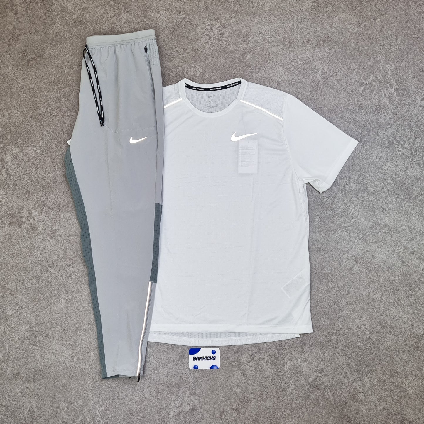 Nike Miler 1.0 T-Shirt White & Phenom Elite Pants Grey Set