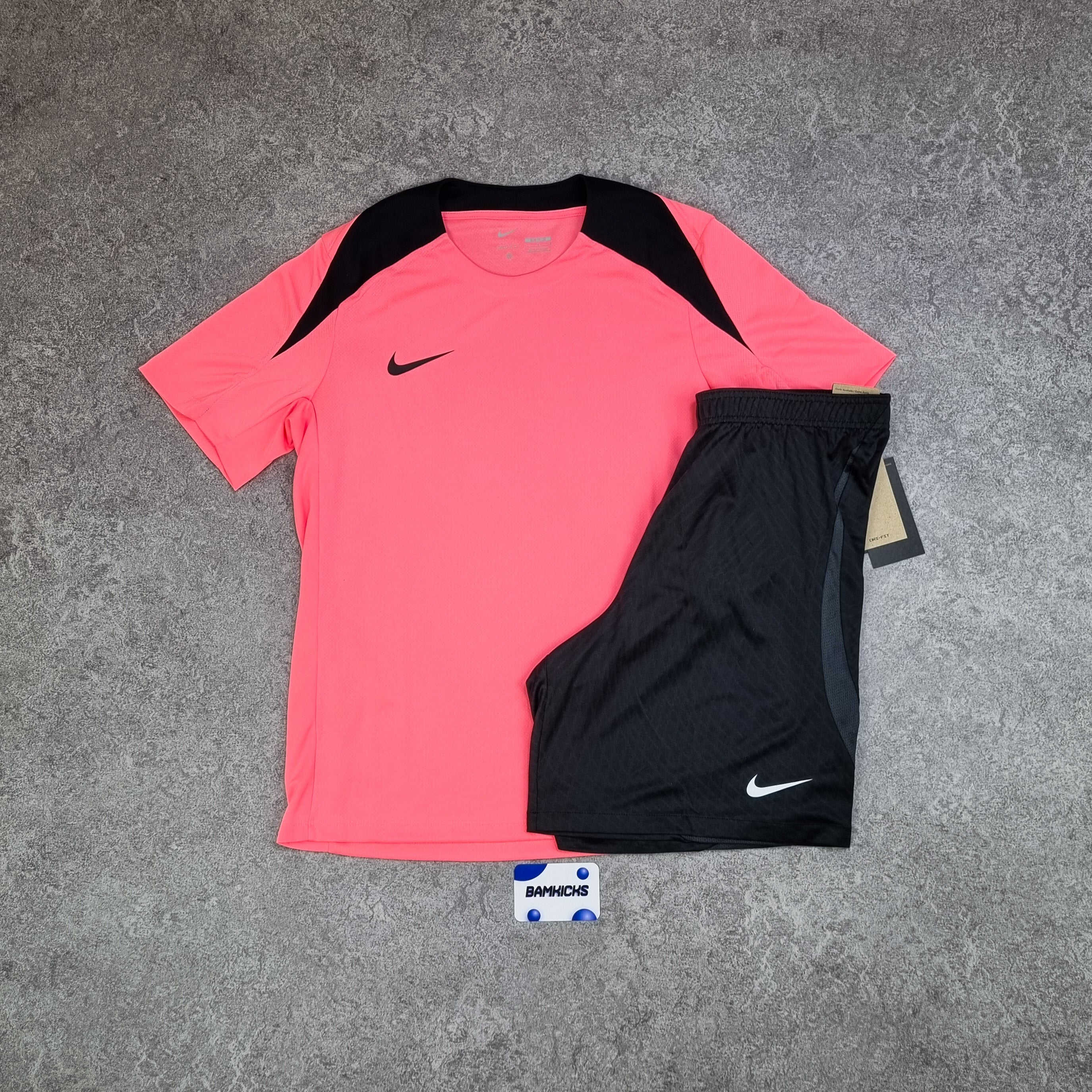 Nike Dri Fit Strike T Shirt Short Set Sunset Pulse Bamkicks