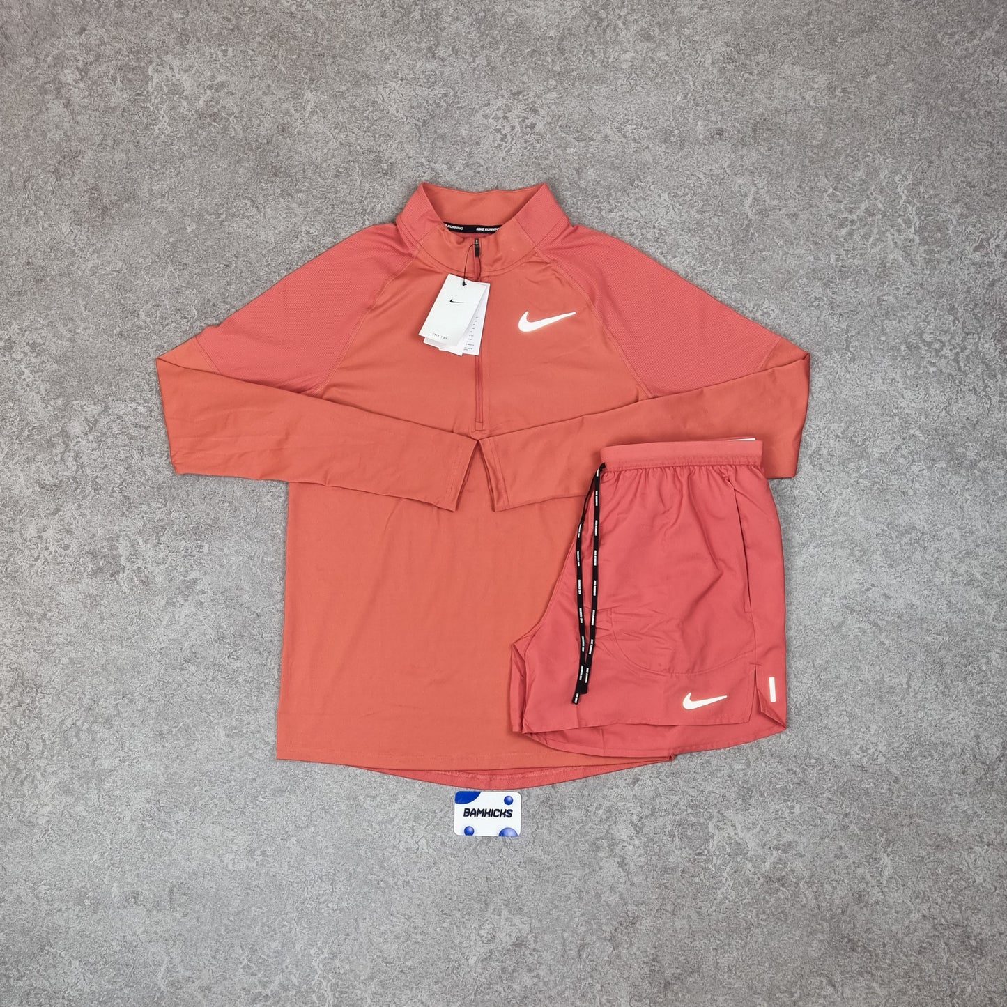 Nike Element 2.0 Half Zip & Flex Stride Shorts (5in) Adobe Red Set