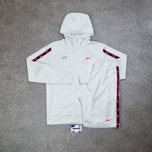 Nike Sportswear Repeat Logo Short Tracksuit White/Pink