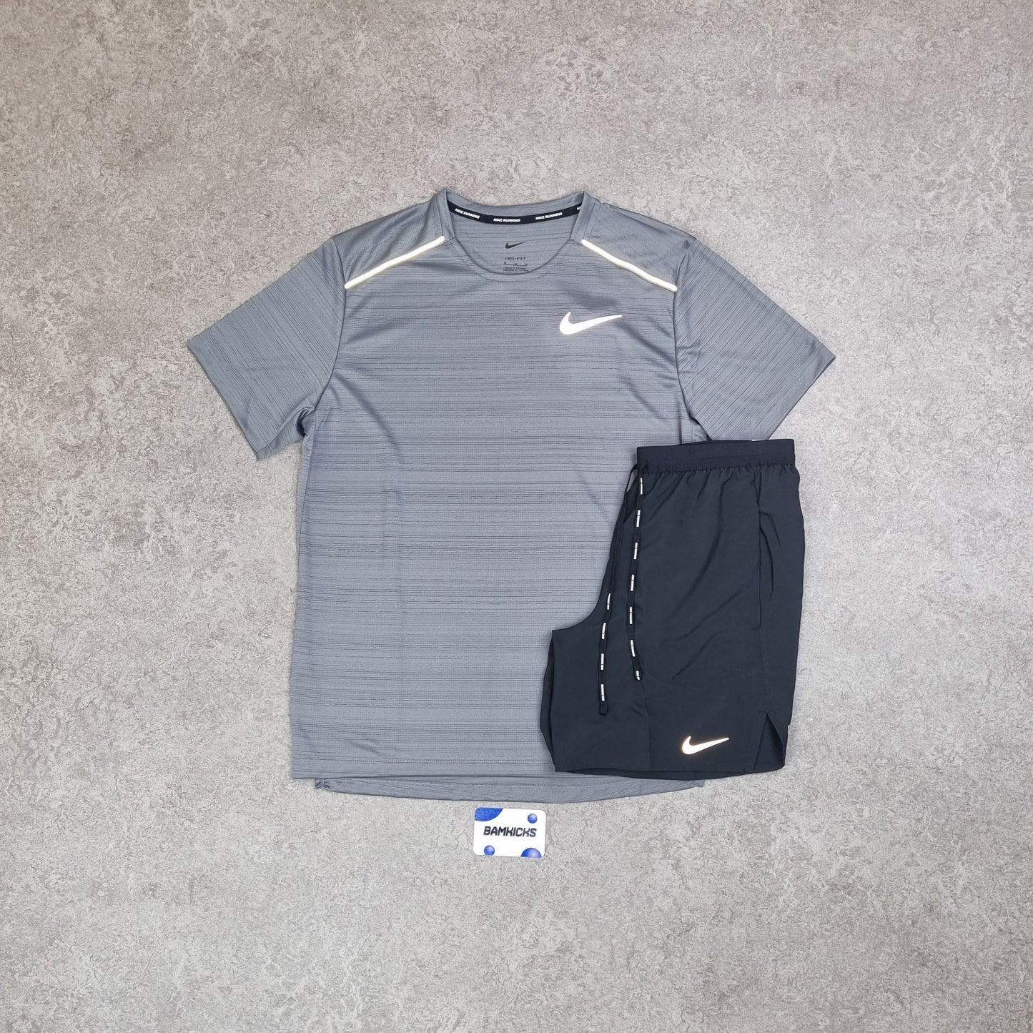 Nike Miler 1.0 T-Shirt & Flex Stride Shorts (7in) Grey/Black Set