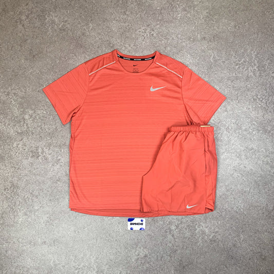 Nike Miler 1.0 T-Shirt & Challenger Shorts (7in) Adobe Red Set