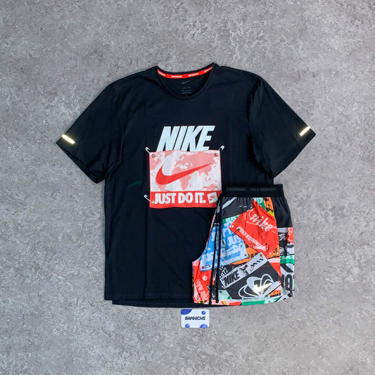 Nike Rise 365 Miler & Flex Stride Shorts (5in) Set - Black/Total Orange/Multi