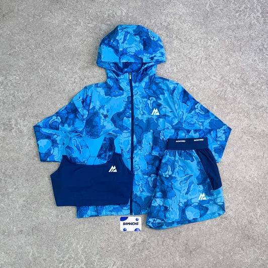 Montirex Fusion Print Windbreaker, Sports Bra & Short Set - Agency/Fira