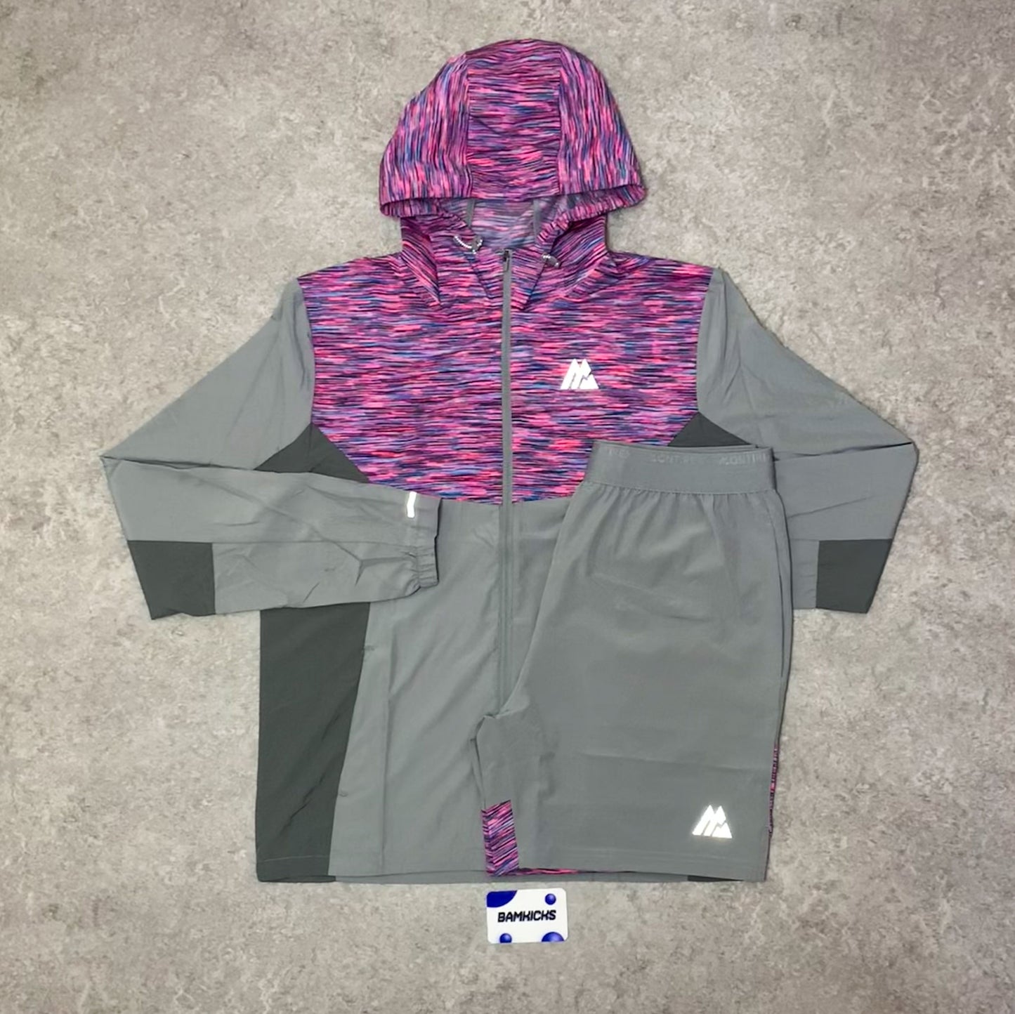 Montirex Trail Windbreaker & Short Set - Grey/Pink/Blue
