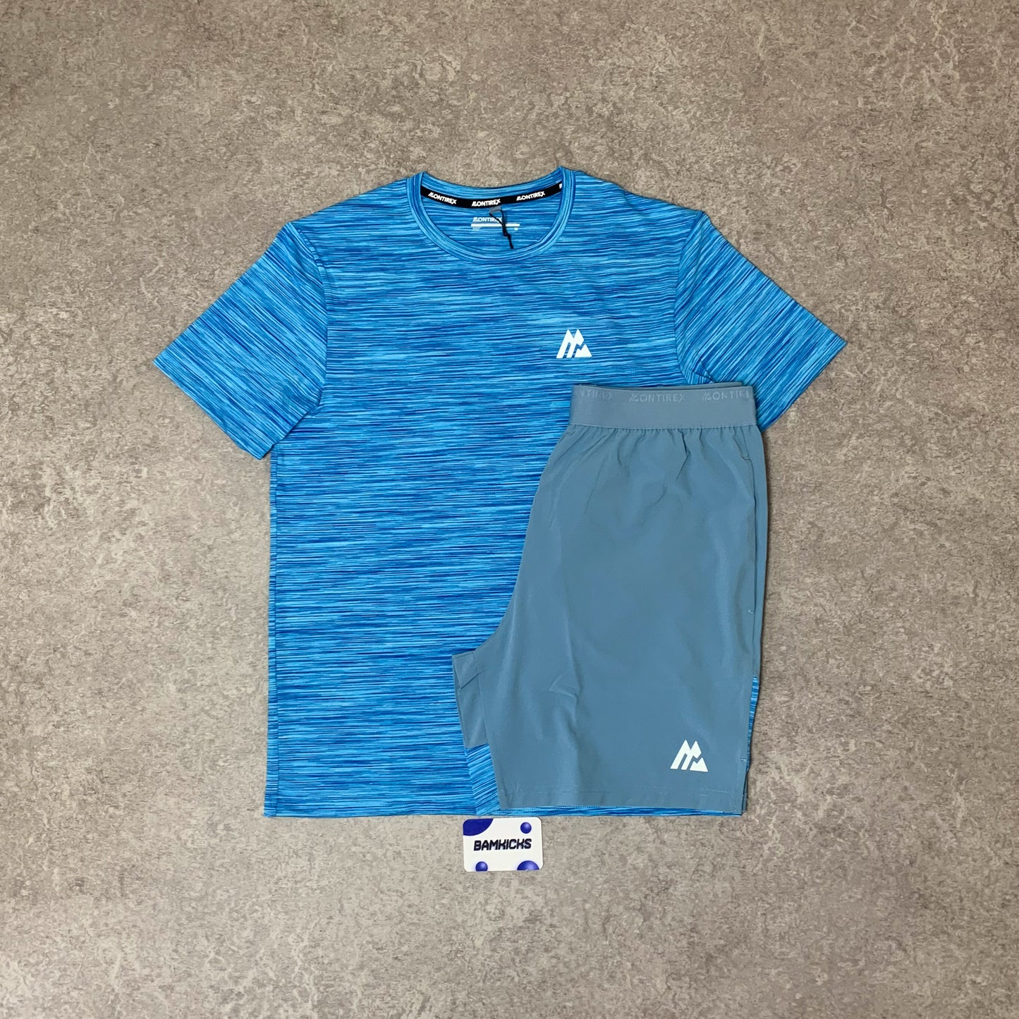 Montirex Trail T-Shirt & Short Set - Neon Blue/Multi