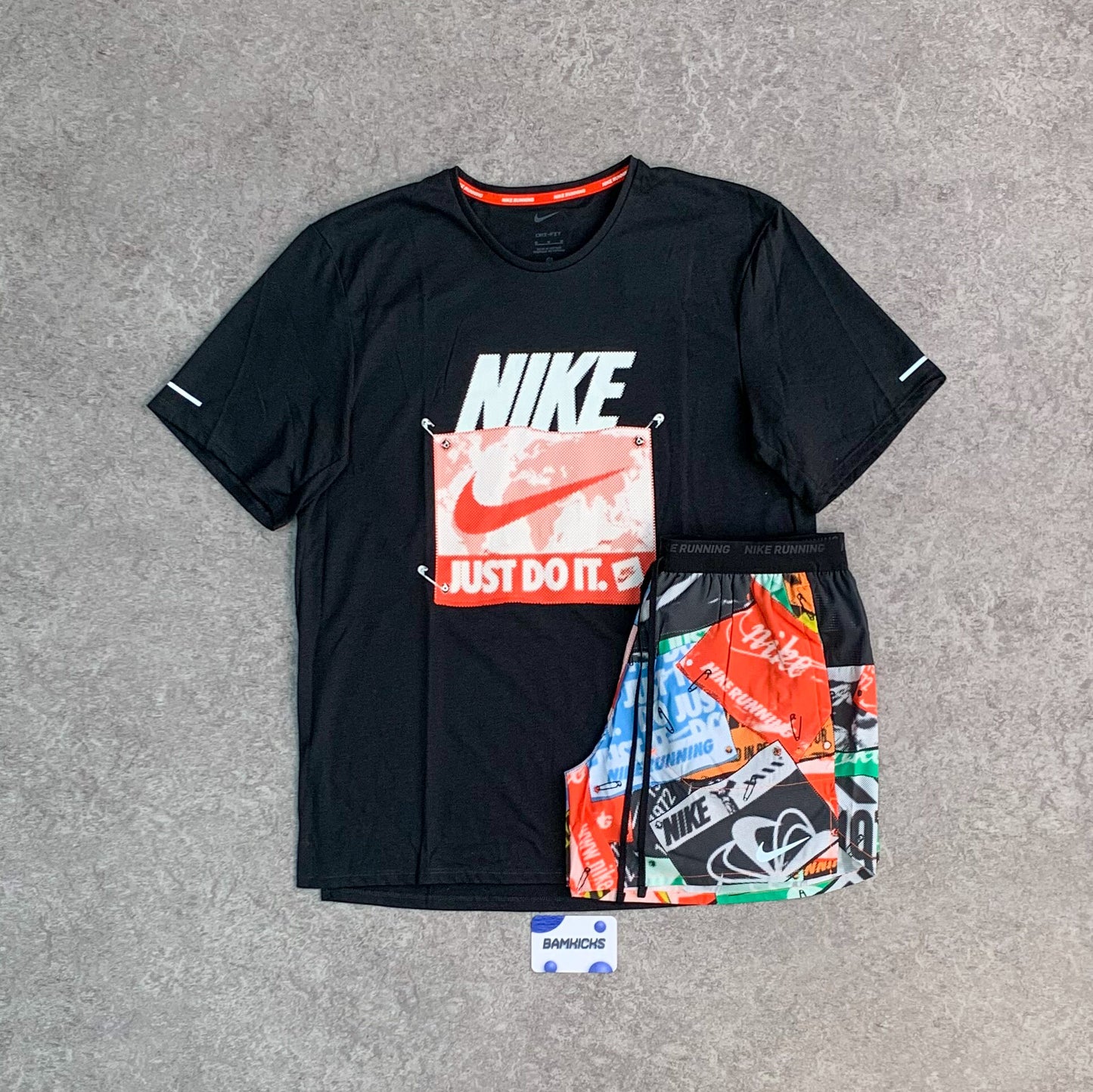 Nike Rise 365 Miler & Flex Stride Shorts (5in) Set - Black/Total Orange/Multi